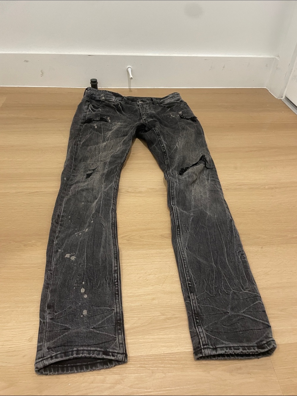 Ksubi Men's Washed Black Distressed Relaxed Jeans